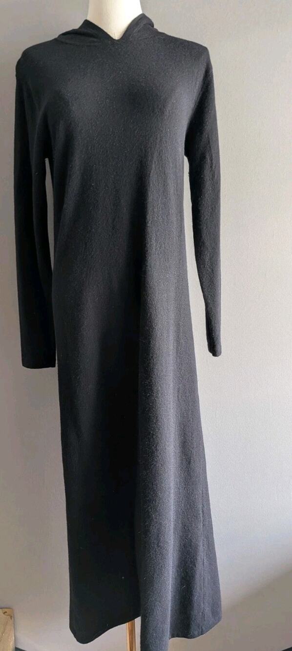 Lauren Ralph Lauren Petite M Black Wool Cashmere Blend Hooded Maxi Dress Luxury